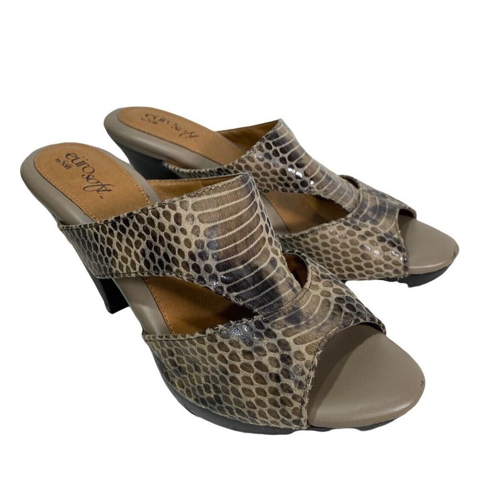 Euro Soft Coquette Faux Snakeskin Upper Womens 7.5 Kitten Heels By Sofft